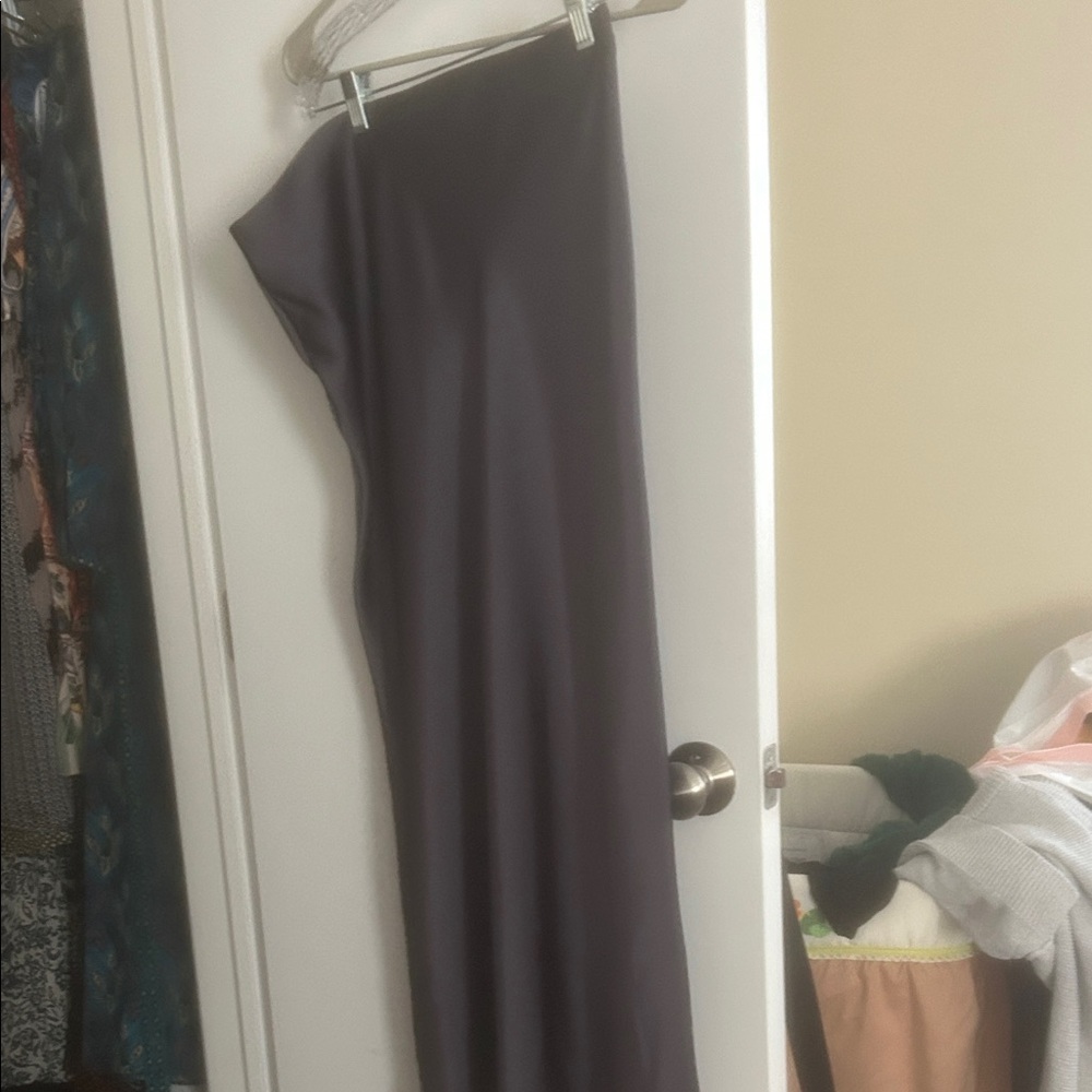 Elegant Gray/ purple Women's satin maxi skirt